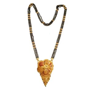 22k Gold Golden Flower 3 Line Mangalsutra MGA - GM012