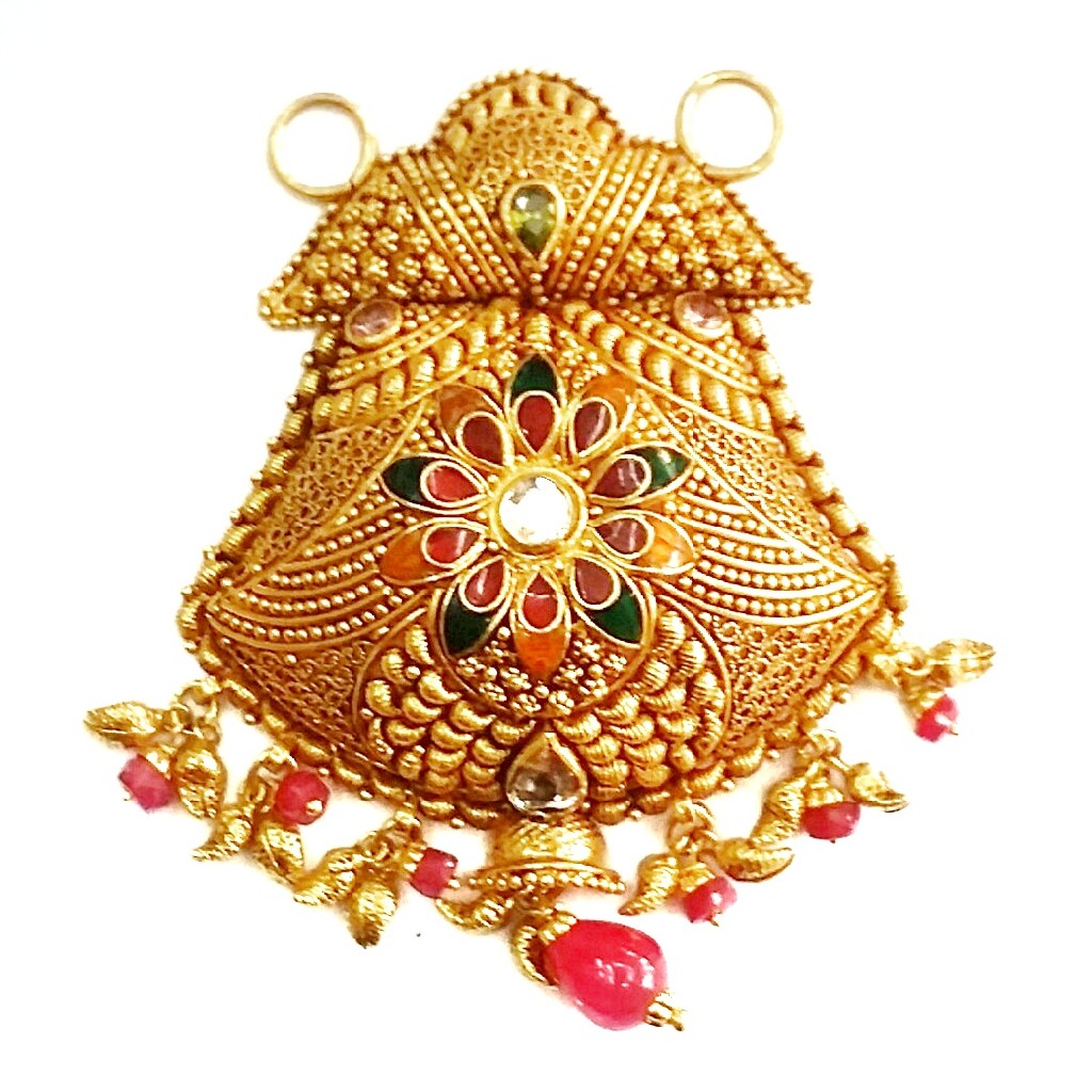 22kt gold meenakari mangalsutra pendant mga - mgp003