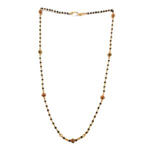 1 gram gold forming single line black beads mangalsutra mga - mse0052