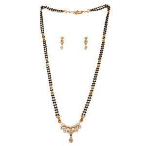 One gram gold forming two line cz diamond mangalsutra mga - mse0014
