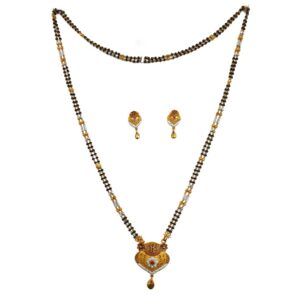 One gram gold forming two line mangalsutra mga - mse0116