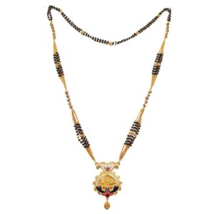 1 gram gold forming meenakari peacock mangalsutra mga - mse0106