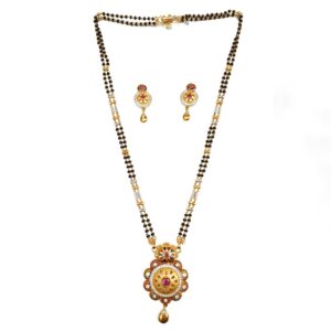 1 gram gold forming meenakari mangalsutra mga - mse0110
