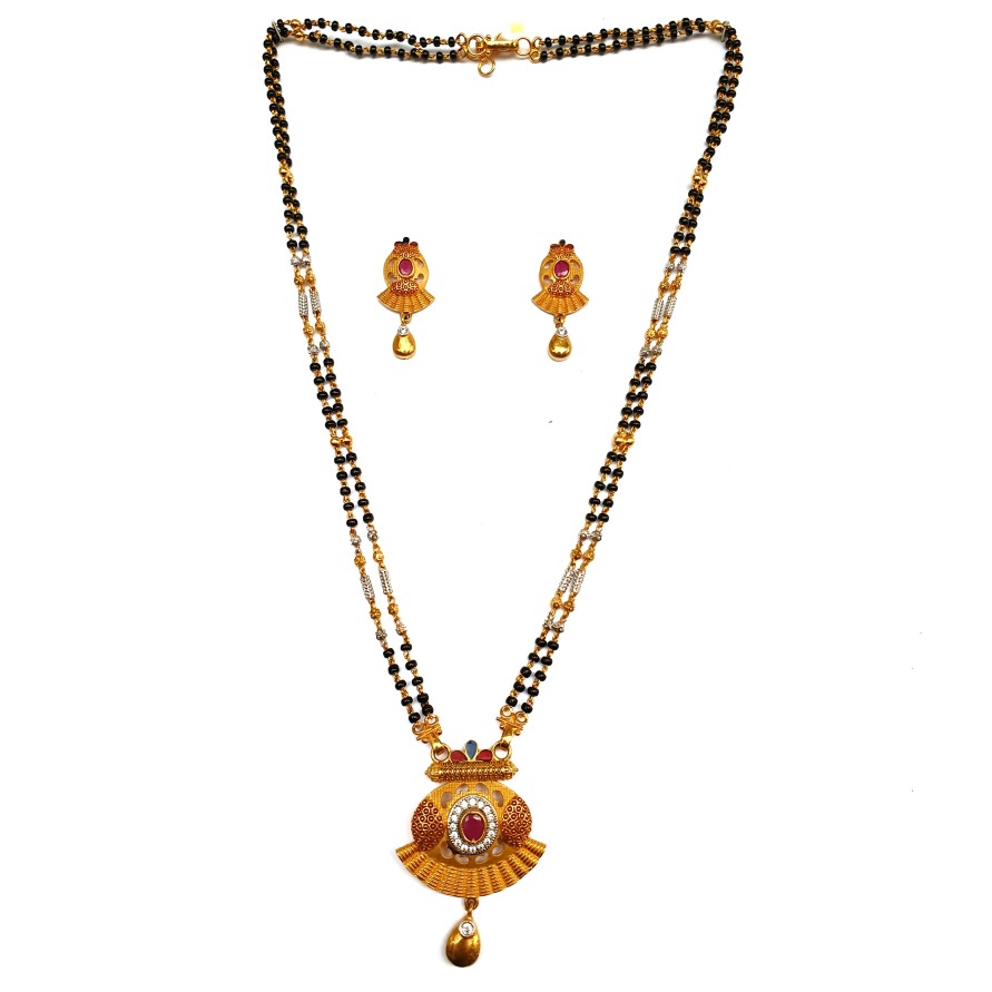 1 gram gold forming fancy mangalsutra mga - mse0134