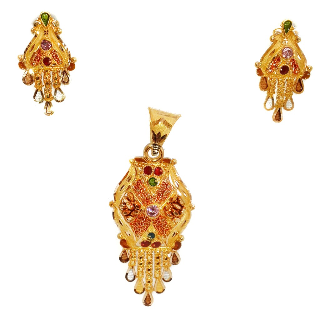 916 Gold Kalkatti Pendant Set MGA - GSP005 - Image 2