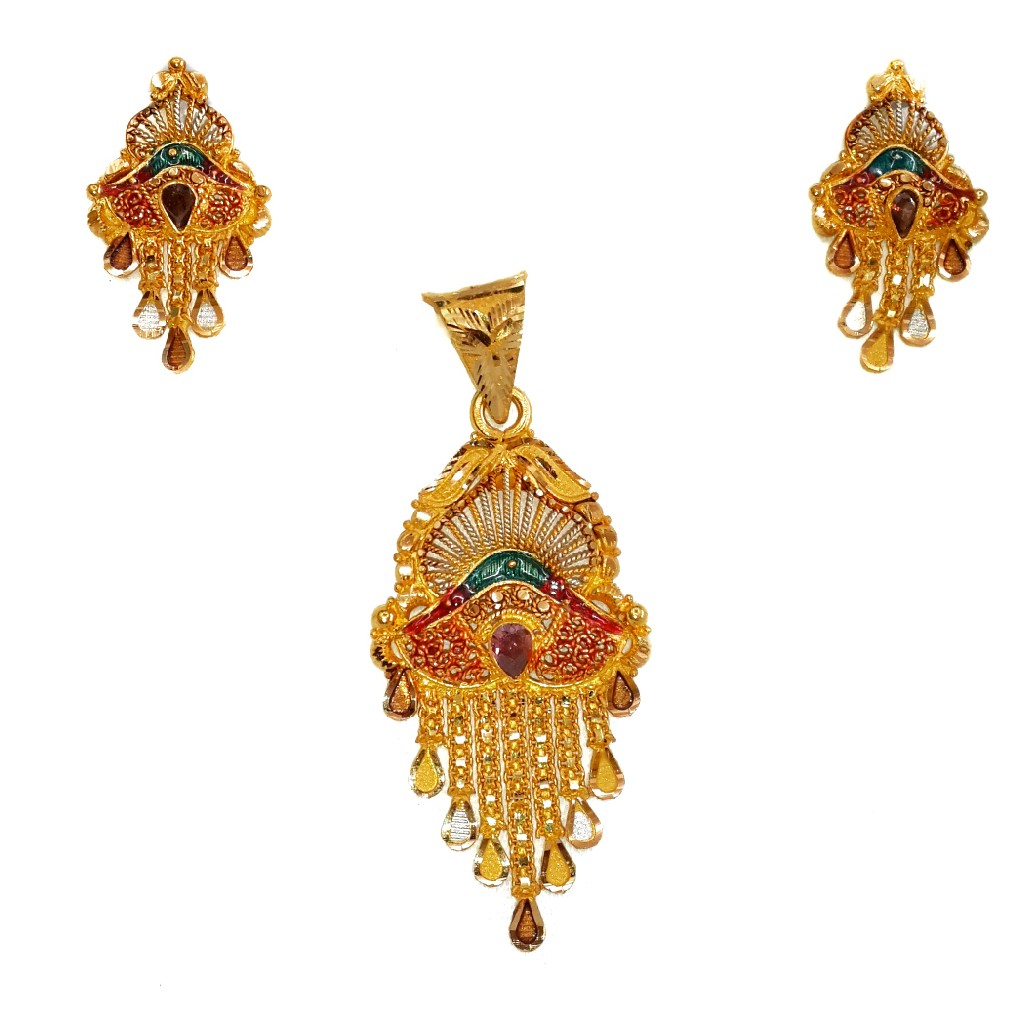 22k Gold Kalkatti Pendant Set MGA - GSP004