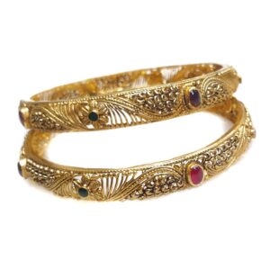 916 Gold Antique Kada Bangles MGA - GP075