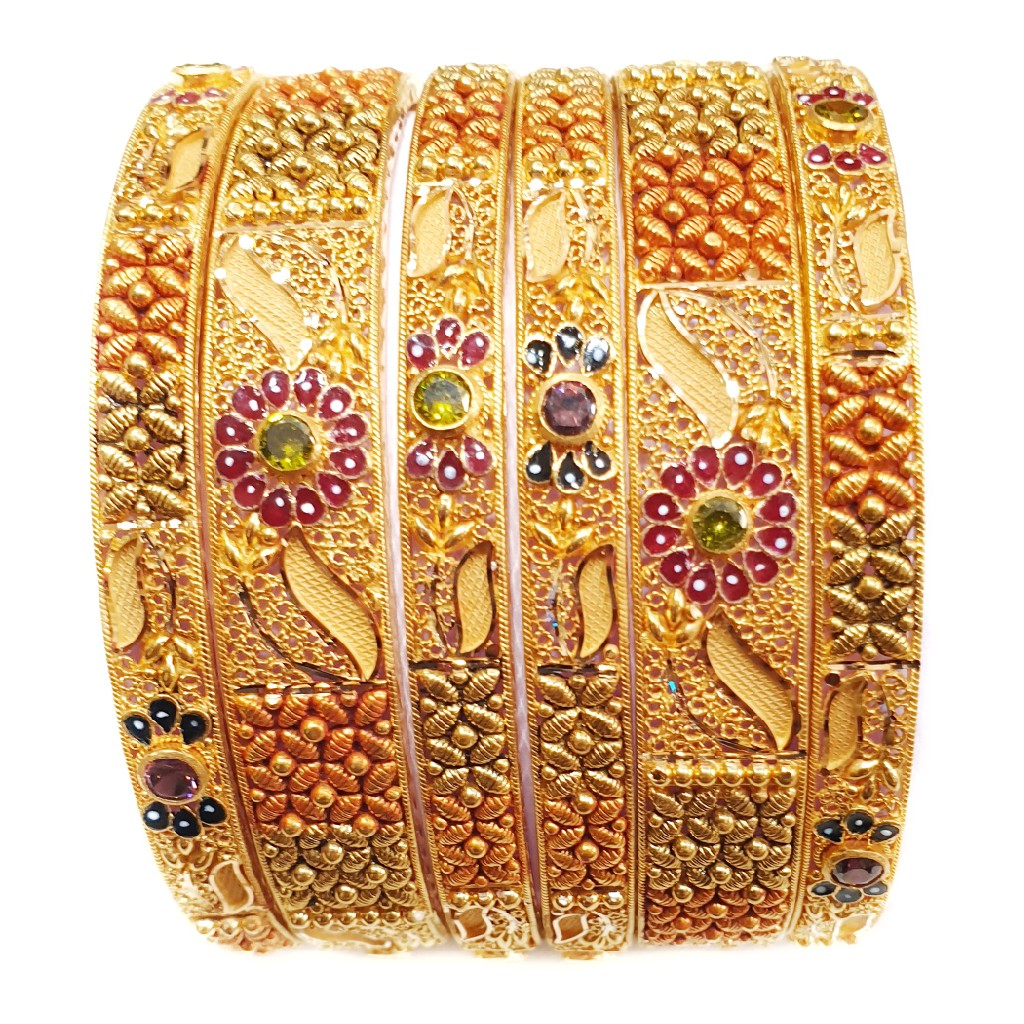 22k Gold Kalkatti Meenakari Kada bangles MGA - GP071 - Image 3