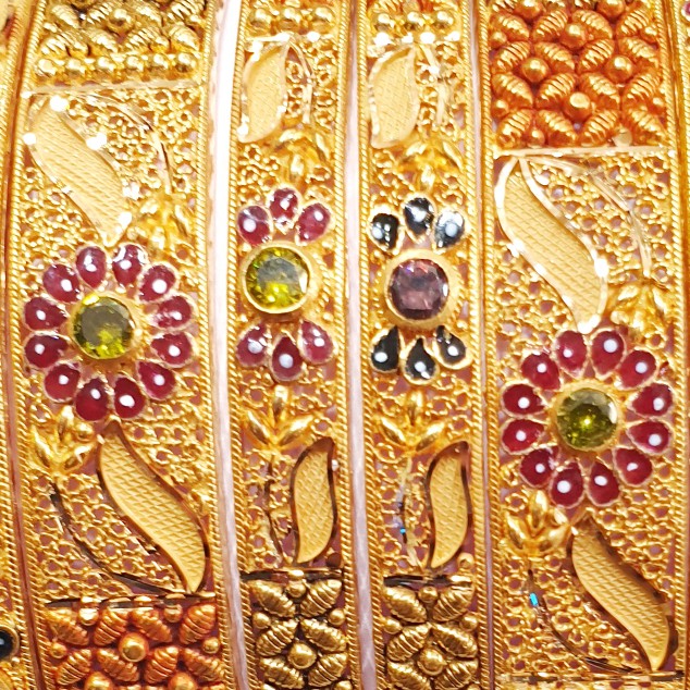 22k Gold Kalkatti Meenakari Kada bangles MGA - GP071 - Image 2