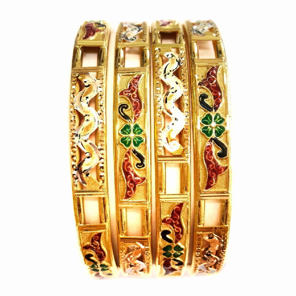 916 Gold Meenakari Copper Kadli Bangles MGA - GK049