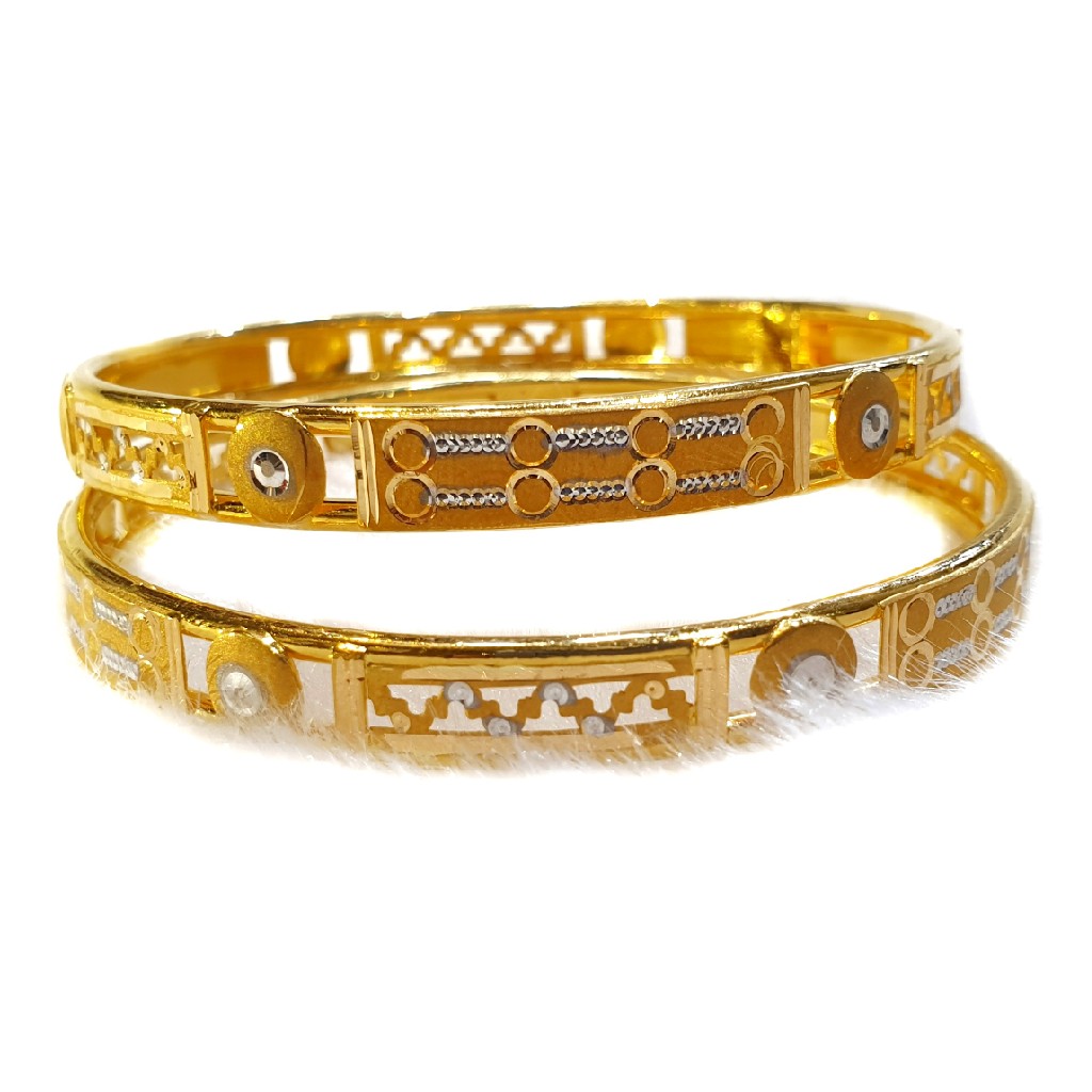 916 Gold Plain Gold Copper Kadli Bangles MGA - GK034