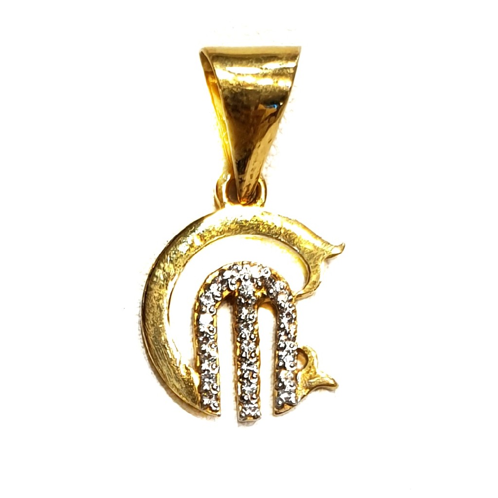 22k Gold CZ Diamond CM Monogram later Pendant MGA - MGP015