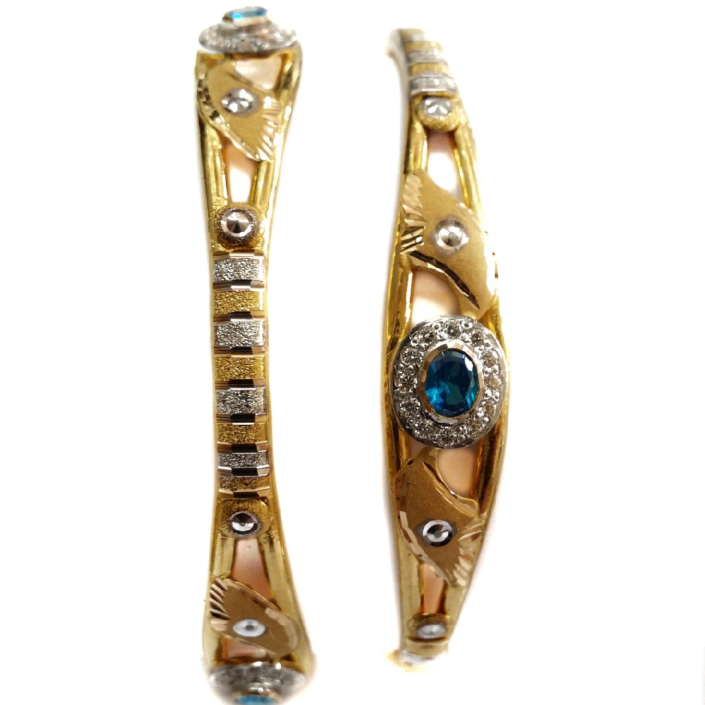 22k Gold CZ Diamond Oval Shape Copper Kadli Bangles MGA - GK019