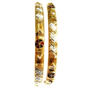 22k Gold Round Meenakari Copper Kadli bangles MGA - GK014