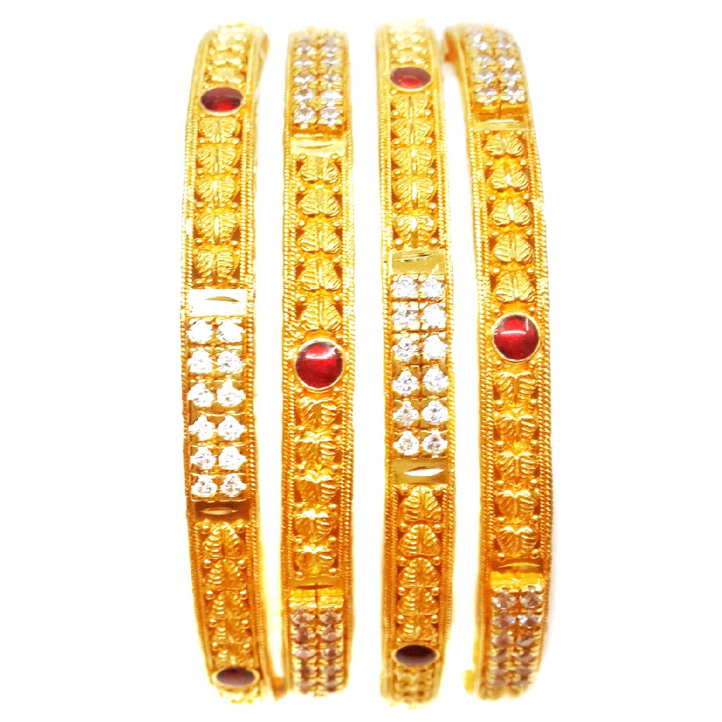 22k Gold Meenakari With CZ Diamond Kada Bangles MGA - GP064