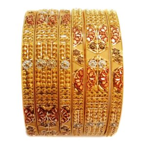 22k Gold Six Peace Kalkatti Kada Bangles MGA - GP059