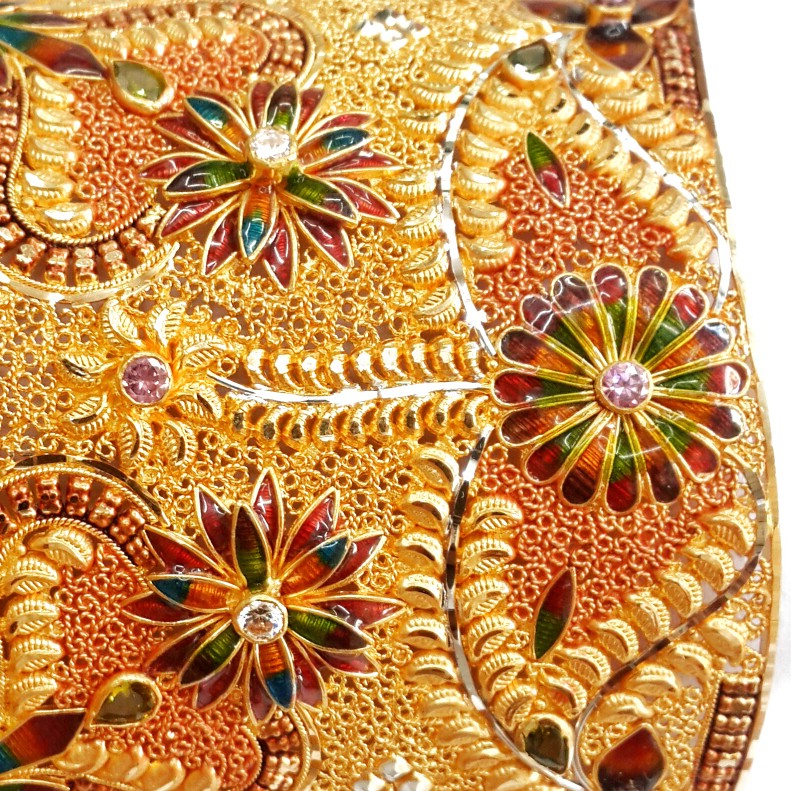 22k Gold Meenakari Flower Shape Baloya Bangles MGA - GP057 - Image 3