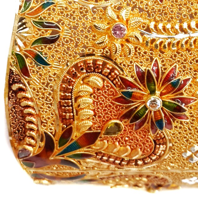 22k Gold Meenakari Flower Shape Baloya Bangles MGA - GP057 - Image 2