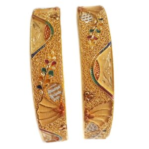 22k Gold Meenakari Kalkatti Kada Bangles MGA - GP052