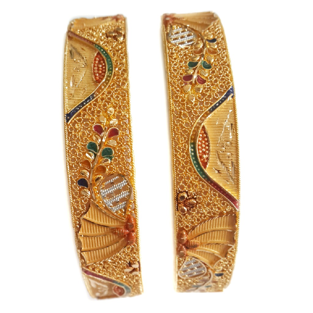 22k Gold Meenakari Kalkatti Kada Bangles MGA - GP052