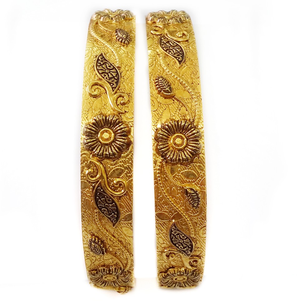22k Gold Oxidised Antique Kada Bangles MGA - GP038