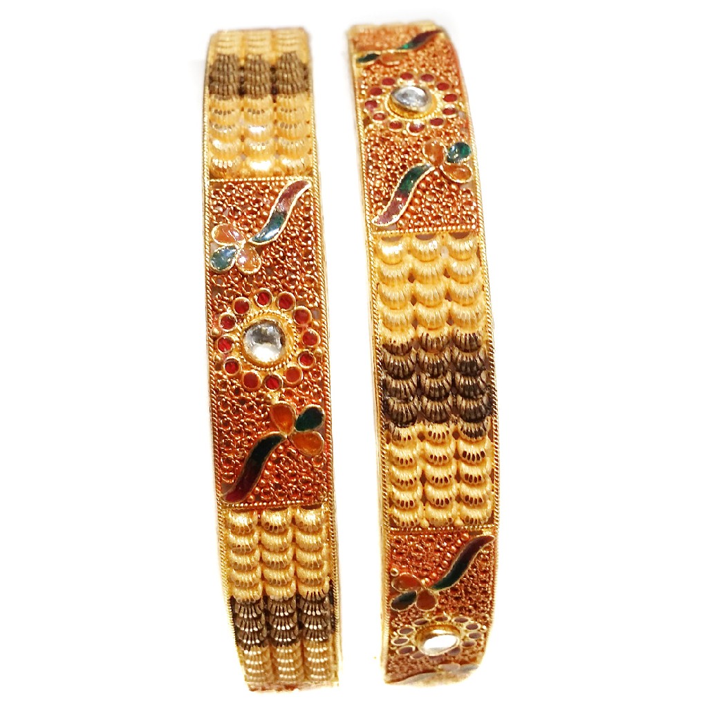 22k Gold Meenakari Round Shape Patla Bangles MGA - GP035