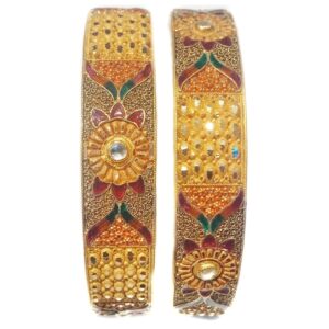 22k 916 Gold Kalkatti Meenakari Patla Bangles MGA - GP033