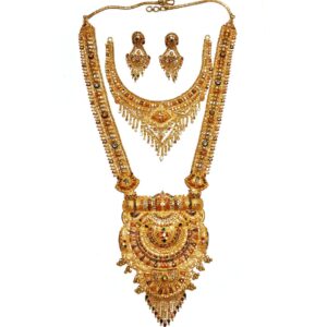 22k Gold Long Rajwadi With Half Necklace Set GLS015