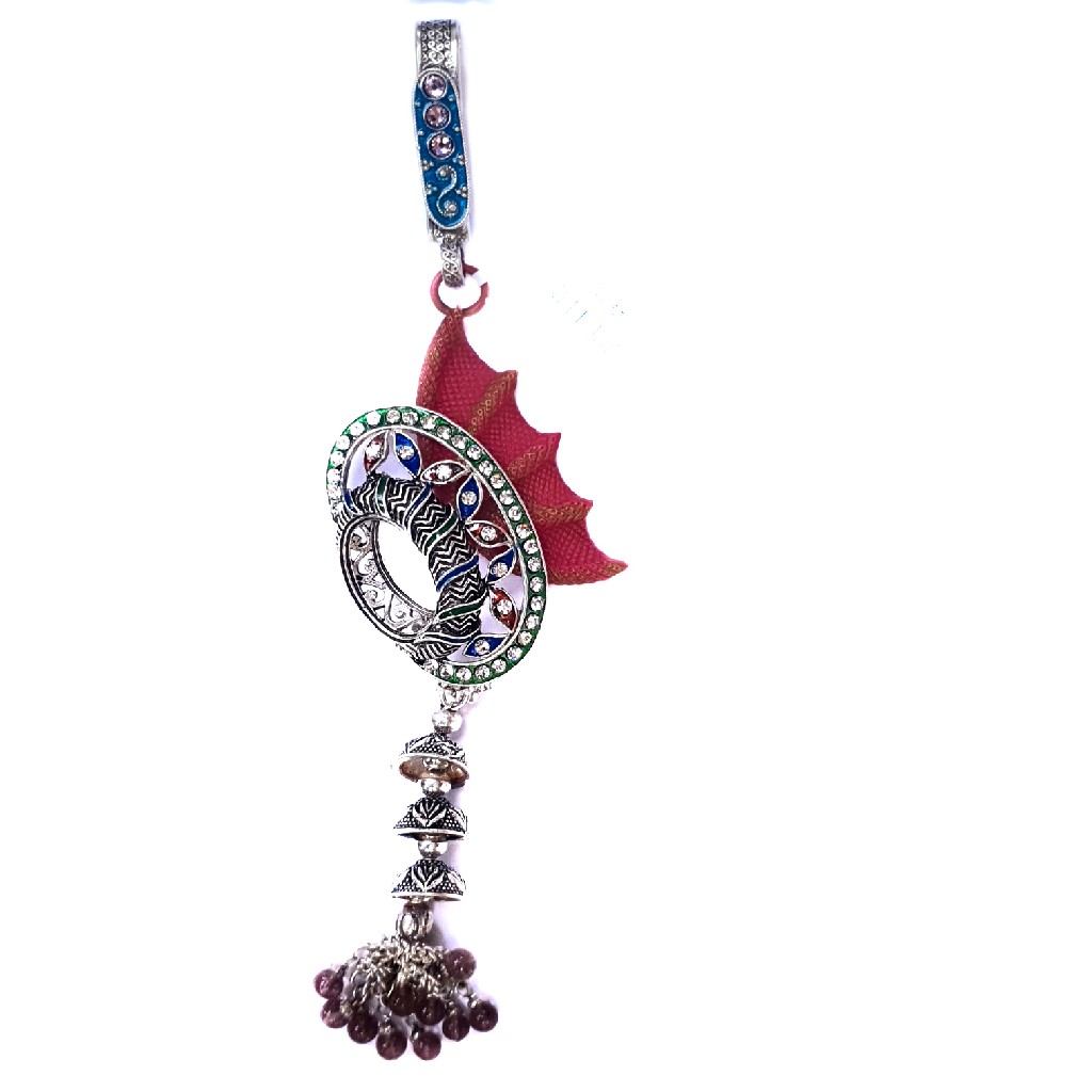 Rajputana meenakari oval shape silver juda mga - jus0006