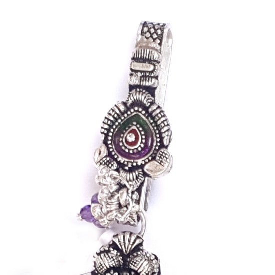 Oxidised meenakari peacock silver juda mga -jus0057 - Image 3