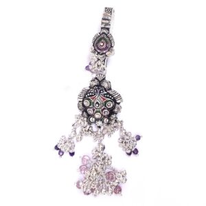 Oxidised meenakari peacock silver juda mga -jus0057