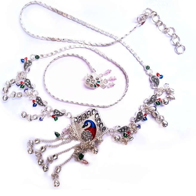 Fancy designer peacock silver kandora mga - kns0003