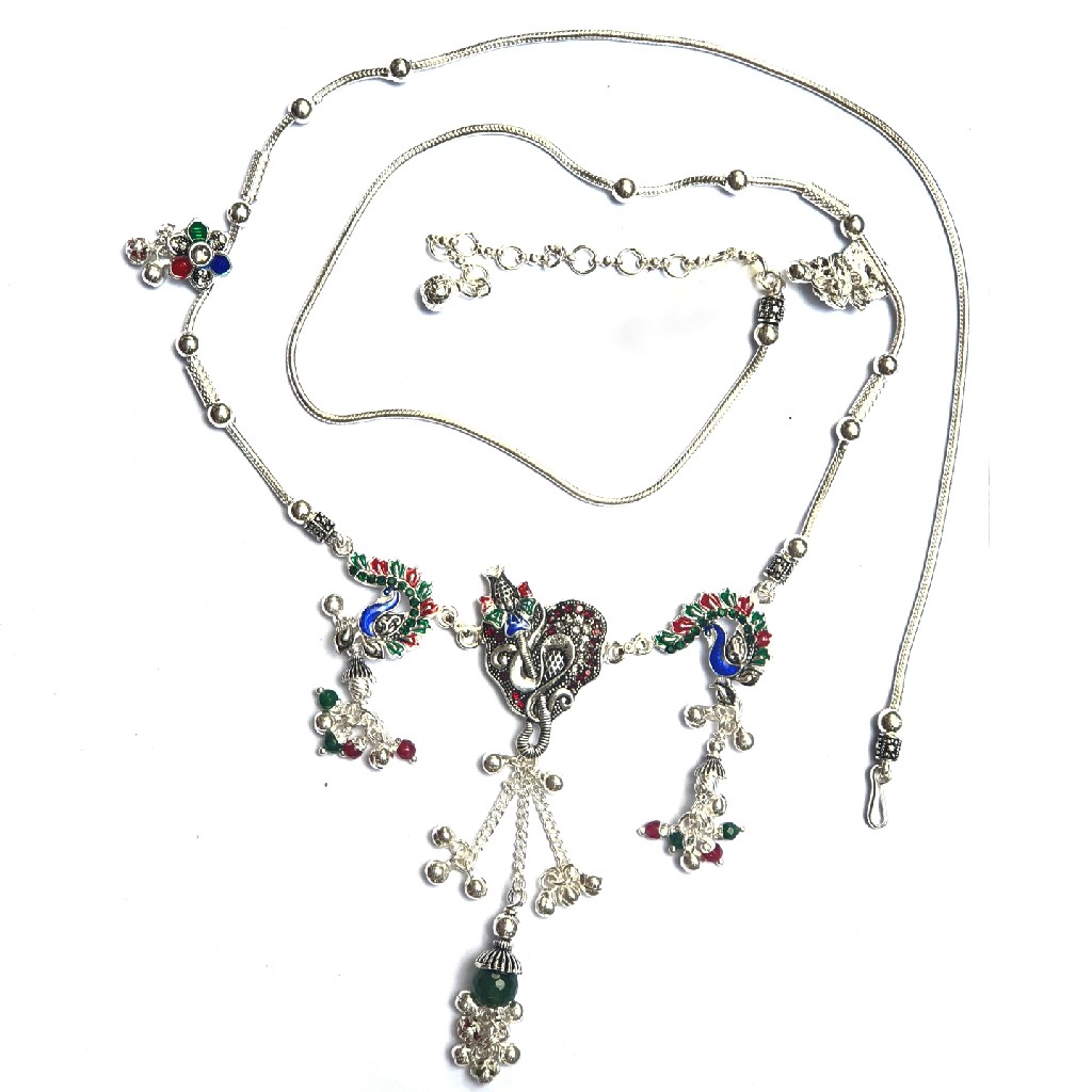 Oxidized peacock silver kandora mga - kns0013