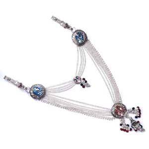 Pink and blue round shape silver kandora mga - jus0034