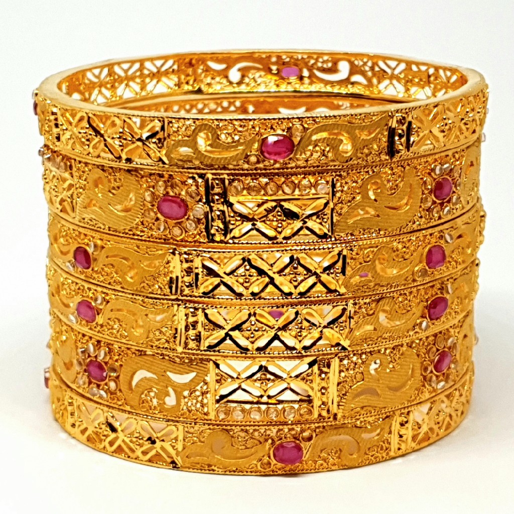 One gram gold forming 6 pieces calcutti kada bangles mga - bge0090