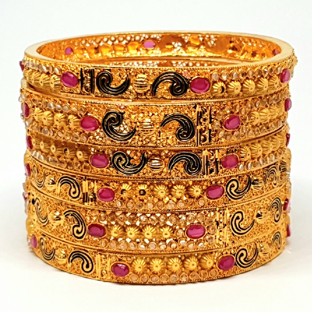 One gram gold forming 6 pieces calcutti kada bangles mga - bge0092