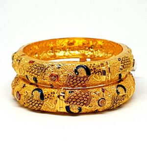 One gram gold forming peacock kada bangles mga - kpe0006
