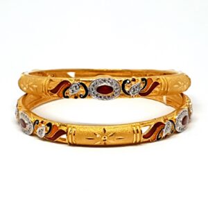 One gram Gold Forming peacock kadali bangles mga - bge0006