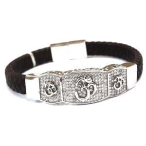 925 Sterling Silver Gents Om Kada Bracelet MGA - KRS0147