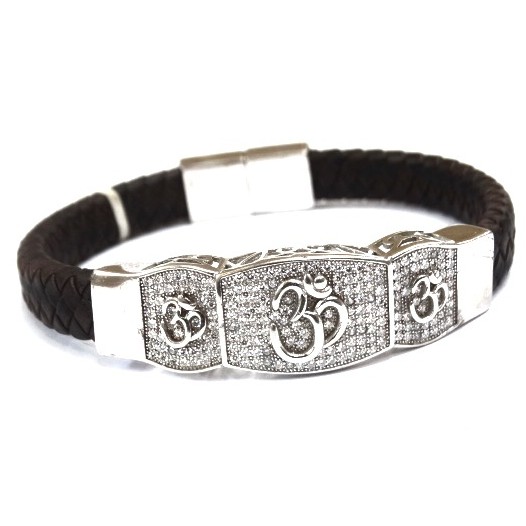 925 Sterling Silver Gents Om Kada Bracelet MGA - KRS0147