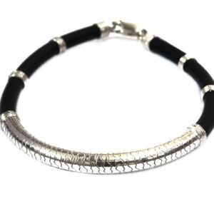 925 sterling silver leather belt bracelet mga - brs0342