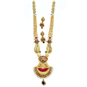 22k gold antique long necklace set mga - gn0055