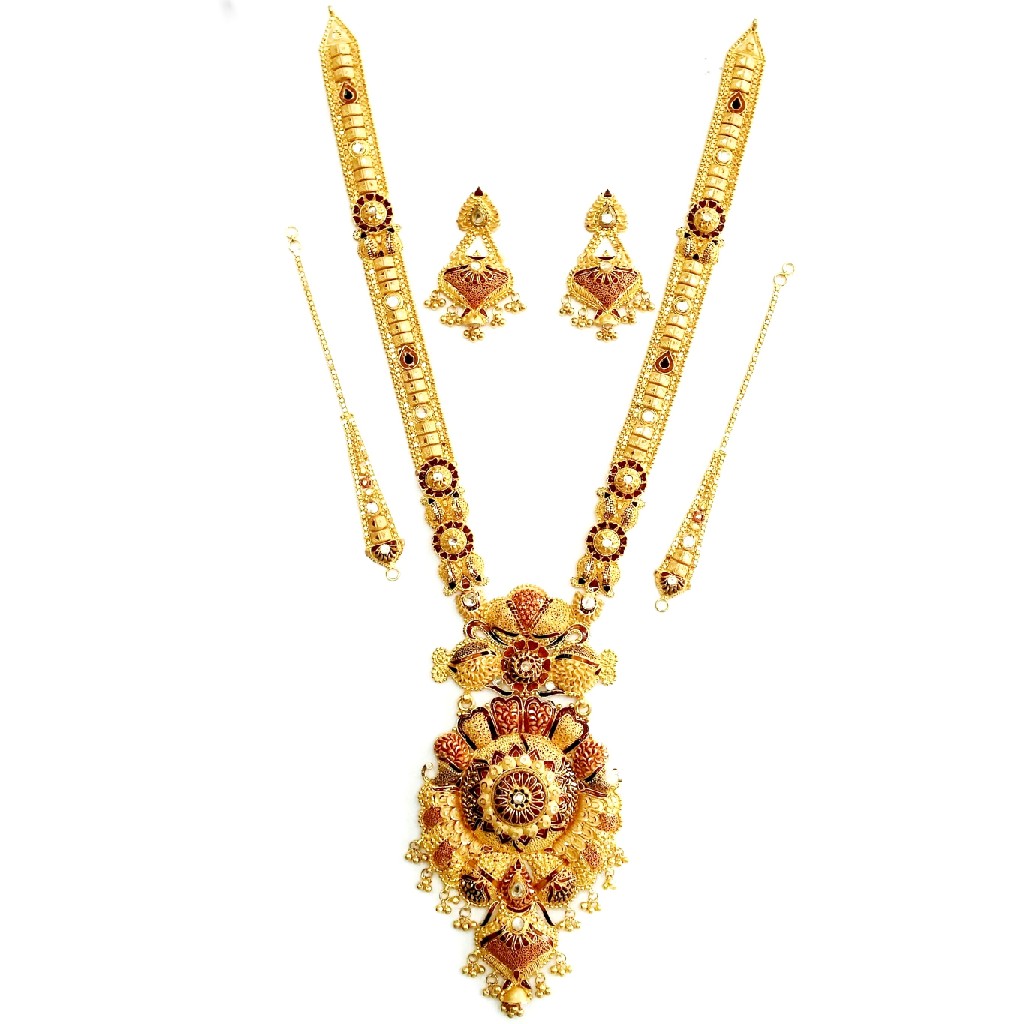 22k gold kalkutti long necklace set mga - gn0050