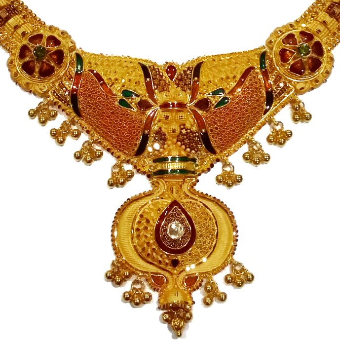 22k gold kulkatti half necklace set mga - gn0049 - Image 2