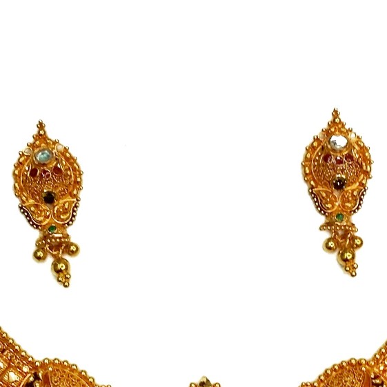 22k gold calcutti half necklace set mga - gn0046 - Image 3