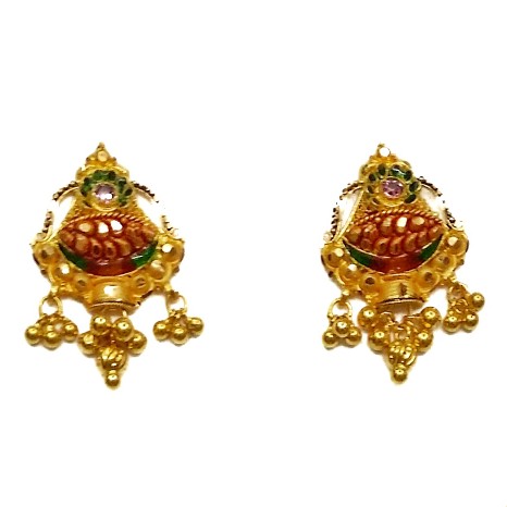22k gold calcutti half necklace set mga - gn0045 - Image 3