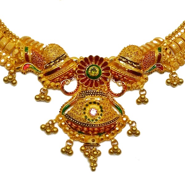 22k gold calcutti half necklace set mga - gn0045 - Image 2
