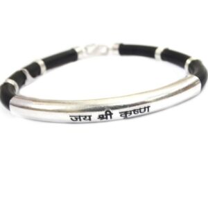925 Sterling Silver Leather Belt Gents Bracelet MGA - KRS0098