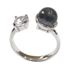 925 Sterling Silver Fancy Grey Colour Stone MGA - LRS 1555