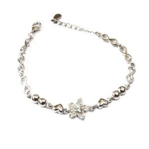 925 Sterling Silver Flower Shape Bracelet MGA - BRS0414